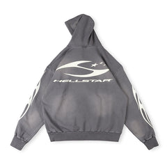 Studded Flame Zip-Up Hoodie