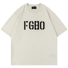 Flocked Letters Pattern T-Shirts