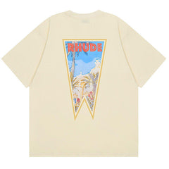 Clock Coconut Tree Print T-Shirts