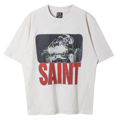 Cartoon Casual Street Vintage Washed T-Shirt