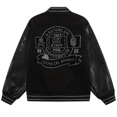 Leather Long Sleeve Baseball Jacket