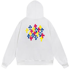 Letter Cross Pattern Hoodie #B05