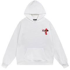 Letter Cross Pattern Hoodie #B105