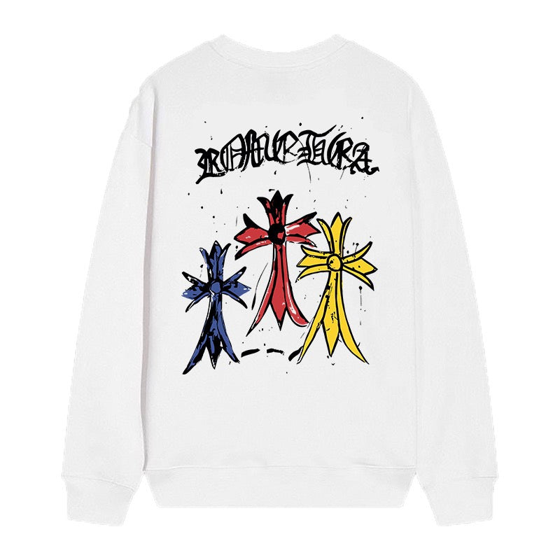 Letter Cross Pattern Sweatshirt #D42 – HELLDOPE