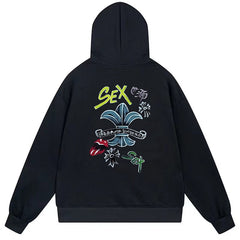 Letter Cross Pattern Hoodie #B39