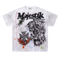 Washed Distressed Rhinestone Tee
