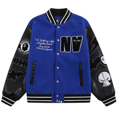 Leather Long Sleeve Baseball Jacket