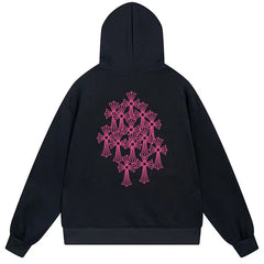 Letter Cross Pattern Hoodie #B62