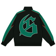 Letter Embroidered Zipper Jacket #6071