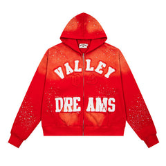 Rhinestone Letter Pattern Hoodie #VA02