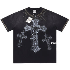 Letter Print Washed Distressed T-Shirt