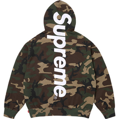 Satin Applique Hooded Sweatshirt 'Woodland Camo'
