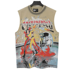 Character Pattern Vest T-shirt #G6701