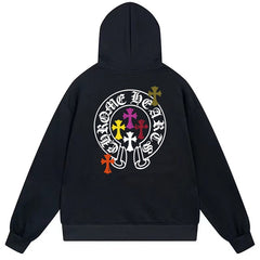 Letter Cross Pattern Hoodie #B36