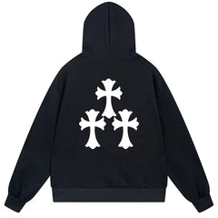 Letter Cross Pattern Hoodie #B93