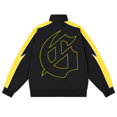 Letter Embroidered Zipper Jacket #6071