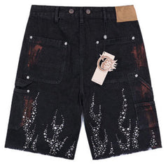Diamond Embellished Denim Shorts